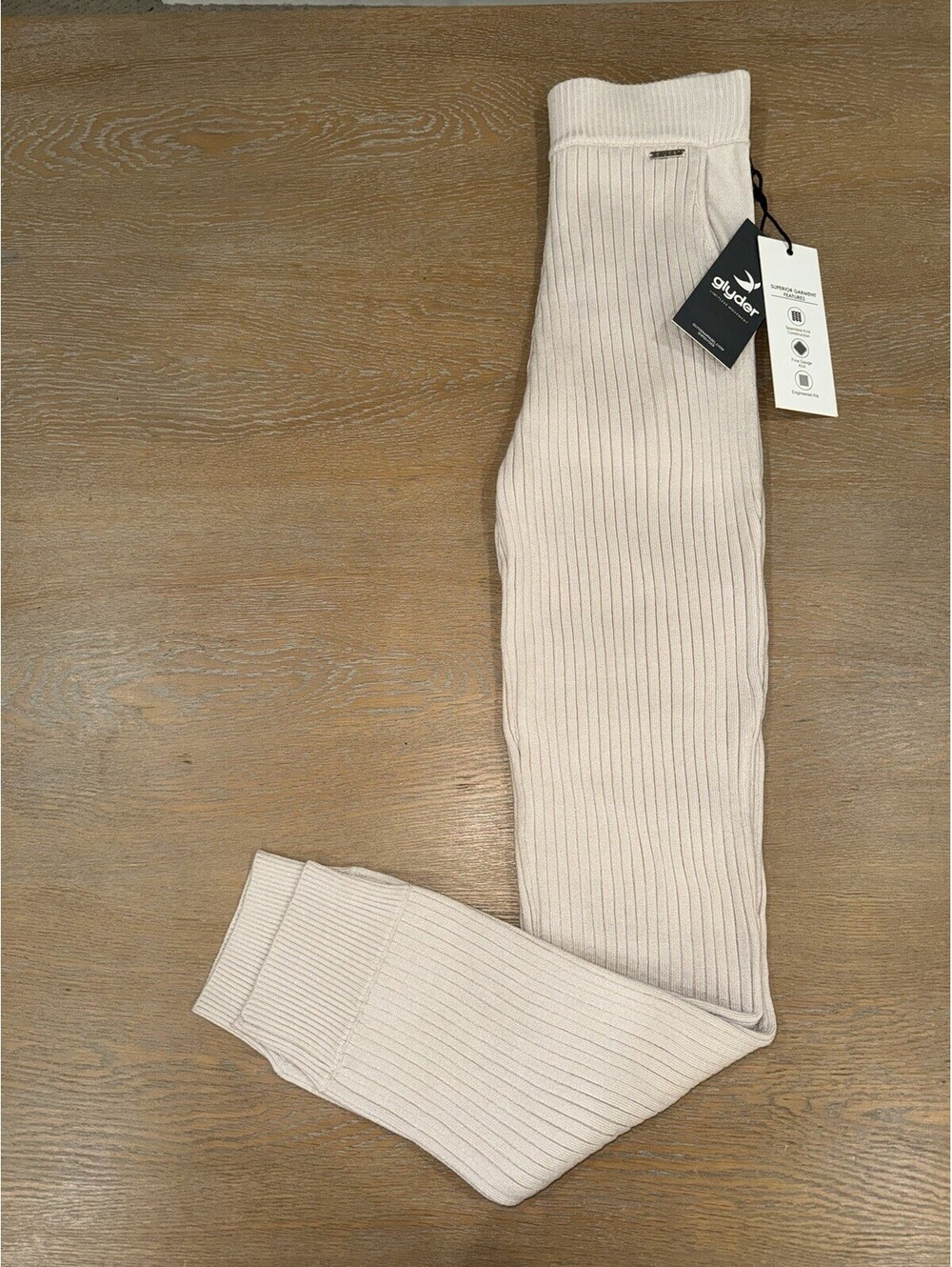 Glyder Women's Couture Rib Jogger 27" SIZE XS Oatmilk NWT Warmth